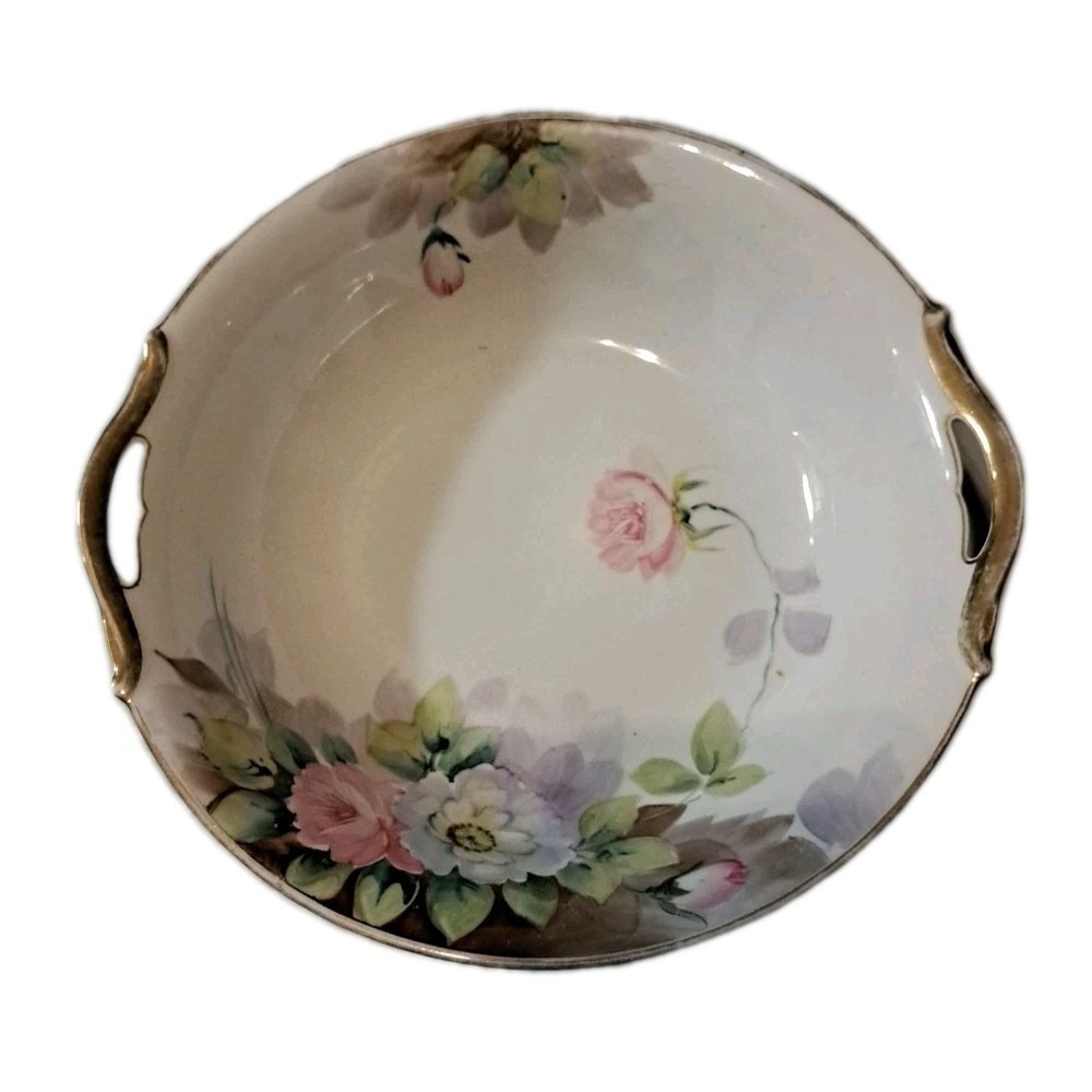 Antique NIPPON Hand‎ Painted Centerpiece Bowl Cabbage Roses 10"